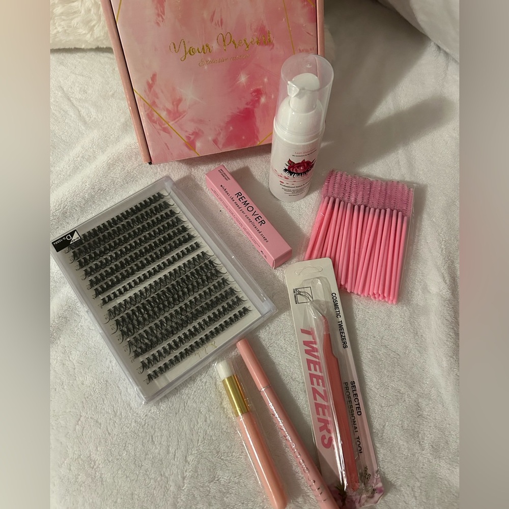 Eyelash Extension Kit with Pink Tools